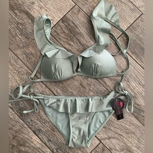 NEW shiny sage green bikini swimsuit
